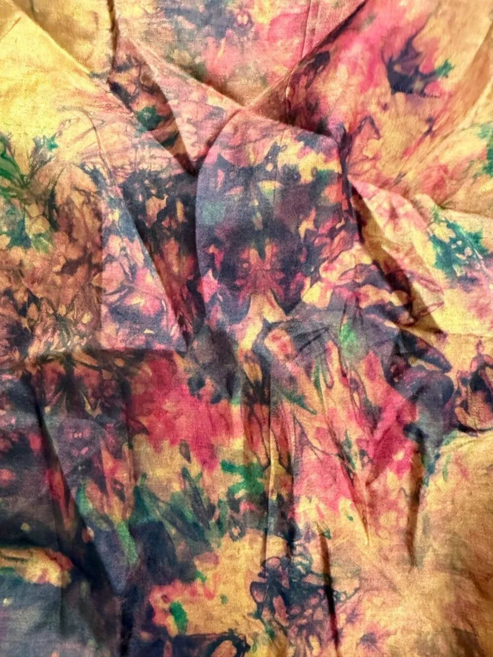 Abstract Watercolor Scarf Shawl Autumn Rust Gold Green Square Wrap 34x32
